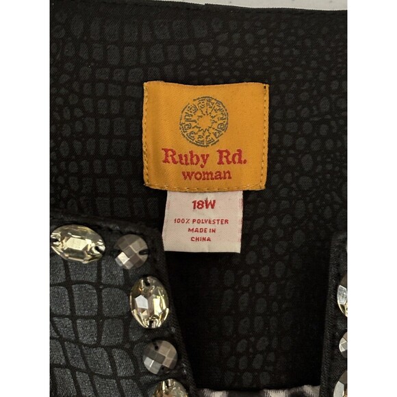 Ruby Rd Womens Faux Alligator Blazer Size 18W Plus Cropped Jacket Embellished - Picture 9 of 14